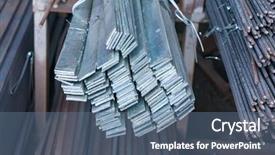  Presentation with steel factory - Colorful slide set enhanced with stainless steel flat bar backdrop and a ocean colored foreground