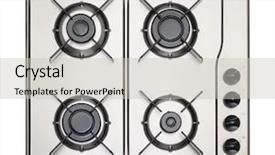  Presentation with stainless steel abstract - Slide deck having stainless steel gas hob isolated background and a light gray colored foreground