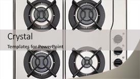  Presentation with stainless steel - Presentation design having stainless steel gas hob isolated background and a light gray colored foreground