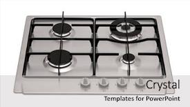  Presentation with stainless steel abstract - Presentation design consisting of stainless steel gas hob isolated background and a light gray colored foreground