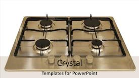  Presentation with stainless steel abstract - Presentation theme having stainless steel gas hob isolated background and a coral colored foreground