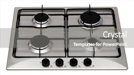 Presentation with stainless steel abstract - Slide set consisting of stainless steel gas hob isolated background and a gray colored foreground