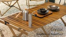  Presentation with lanterns - PPT theme with stainless-steel-kettle-chair-portable background and a coral colored foreground