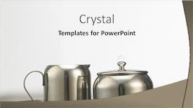  Presentation with stainless steel - Presentation design featuring stainless steel milk and sugar container on the wooden background background and a white colored foreground