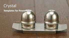  Presentation with stainless steel - Cool new presentation theme with stainless steel pepper and salt shaker on the wooden background backdrop and a gray colored foreground
