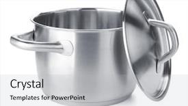  Presentation with stainless steel abstract - Audience pleasing slide deck consisting of stainless steel pot with cover backdrop and a light gray colored foreground