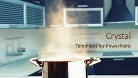  Presentation with stainless steel abstract - Audience pleasing theme consisting of stainless steel pot with steam backdrop and a soft green colored foreground