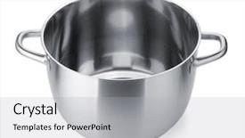  Presentation with stainless steel - Presentation consisting of stainless steel pot without cover background and a light gray colored foreground