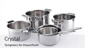  Presentation with stainless steel abstract - PPT layouts consisting of stainless steel pots and pans background and a light gray colored foreground
