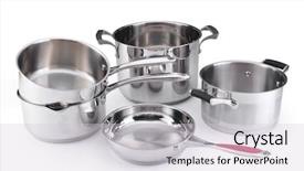  Presentation with stainless steel abstract - Slide set enhanced with stainless steel pots and pans background and a lemonade colored foreground