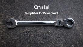  Presentation with stainless steel - Slide deck enhanced with stainless-steel-ratchet-wrench background and a dark gray colored foreground