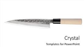  Presentation with stainless steel abstract - Beautiful presentation theme featuring stainless steel santoku knife isolated backdrop and a  colored foreground