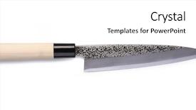  Presentation with stainless steel - Presentation theme having stainless steel santoku knife isolated background and a  colored foreground