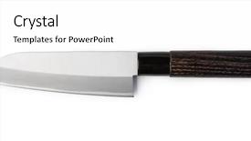  Presentation with stainless steel - Slides featuring stainless steel santoku knife isolated background and a  colored foreground