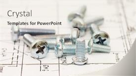  Presentation with stainless steel abstract - PPT theme having nuts bolts nuts bolts - stainless steel screws on projects background and a sky blue colored foreground