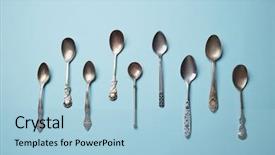  Presentation with stainless steel - Colorful slide deck enhanced with stainless steel small kitchen dessert backdrop and a light blue colored foreground