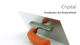 Presentation with stainless steel - Presentation design enhanced with stainless steel trowel on white background background and a white colored foreground