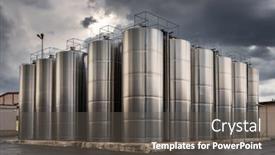  Presentation with stainless steel - Slide deck enhanced with stainless-steel-wine-barrels background and a dark gray colored foreground