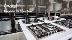  Presentation with retail store - Beautiful slide set featuring stainless tray selling in appliance backdrop and a dark gray colored foreground