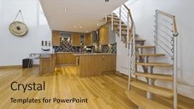  Presentation with kitchen - Colorful presentation theme enhanced with stair case - modern open plan kitchen backdrop and a gold colored foreground