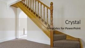  Presentation with carpet tiles design - Audience pleasing PPT theme consisting of stair case - staircase with carpet and wooden backdrop and a coral colored foreground