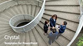  Presentation with people - Presentation design with stair case - top view of business people background and a gray colored foreground