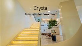  Presentation with five star hotel for client - PPT theme enhanced with stair case in the modern background and a coral colored foreground