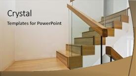  Presentation with case - Cool new slides with stair case with wooden steps backdrop and a soft green colored foreground