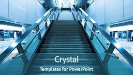  Presentation with bus train - Cool new presentation theme with stair in a train station backdrop and a ocean colored foreground