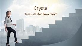  Presentation with concrete - Presentation theme featuring stair steps - businesswoman climbing up a concrete background and a cream colored foreground