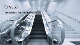  Presentation with underground mining mine passage - PPT theme with staircase and escalator in underground background and a light blue colored foreground