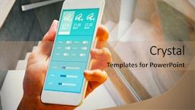  Presentation with smartphone - Audience pleasing presentation theme consisting of staircase in a modern home backdrop and a coral colored foreground