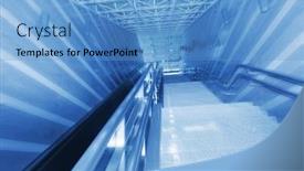  Presentation with airport - Audience pleasing PPT theme consisting of staircase-in-an-airport backdrop and a teal colored foreground