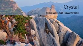  Presentation with stones - Beautiful theme featuring staircase seoraksan national park backdrop and a  colored foreground