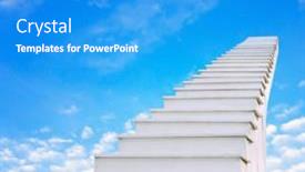  Presentation with sky - Beautiful PPT theme featuring staircase-to-the-sky backdrop and a teal colored foreground