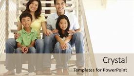  Presentation with family floral - Presentation design consisting of stairs 9 - asian family portrait background and a soft green colored foreground