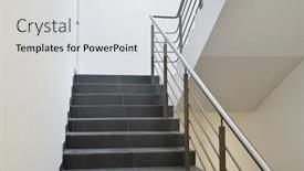  Presentation with stairs - Presentation design featuring stairs-and-white-walls-indoor background and a light gray colored foreground