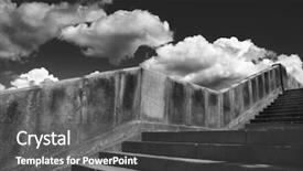  Presentation with leadership clouds - Slide deck enhanced with stairs from granite and clouds background and a  colored foreground