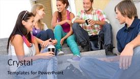  Presentation with at risk high school students - PPT theme featuring stairs in break teens college background and a light blue colored foreground