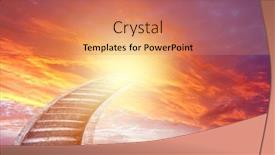  Presentation with heaven - Audience pleasing slide set consisting of stairs-in-bright-sky-stairway backdrop and a coral colored foreground