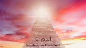  Presentation with stairs - Presentation featuring stairs-in-bright-sky-stairway background and a coral colored foreground