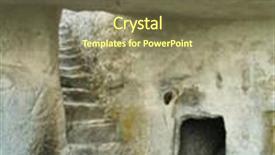  Presentation with cave - Cool new presentation theme with stairs-in-stony-house-ruins backdrop and a violet colored foreground