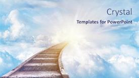  Presentation with heaven - PPT theme having stairs leading up to sky background and a sky blue colored foreground