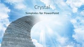  Presentation with stairs - Amazing presentation theme having stairs-leading-up-to-sky backdrop and a sky blue colored foreground