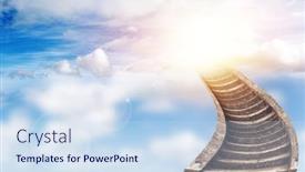  Presentation with stairs - Presentation design featuring stairs-leading-up-to-sky background and a sky blue colored foreground