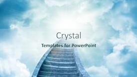  Presentation with stairs - Theme having stairs-leading-up-to-sky background and a sky blue colored foreground