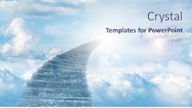  Presentation with stairs - Presentation having stairs-leading-up-to-sky background and a sky blue colored foreground