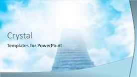  Presentation with stairs - Presentation design consisting of stairs-leading-up-to-sky background and a cool aqua colored foreground