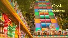  Presentation with malaysia culture - Slides consisting of stairs of batu caves malaysia background and a tawny brown colored foreground