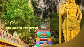  Presentation with malaysia culture - Audience pleasing presentation theme consisting of stairs of batu caves malaysia backdrop and a tawny brown colored foreground
